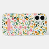 Ditsy Bloementuin met Initialen Case-Mate iPhone Case (Achterkant (horizontaal))