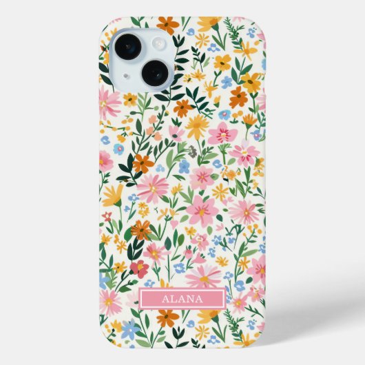 Ditsy Bloementuin met Initialen Case-Mate iPhone Case (Achterkant)