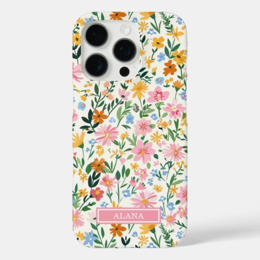Ditsy Bloementuin met Initialen Case-Mate iPhone Case (Achterkant)