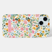Ditsy Bloementuin met Initialen Case-Mate iPhone Case (Achterkant (horizontaal))