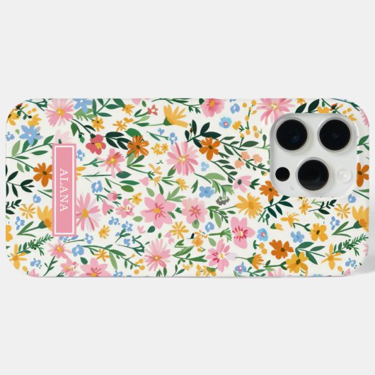 Ditsy Bloementuin Monogram Case-Mate iPhone Case (Achterkant (horizontaal))