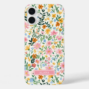 Ditsy Bloementuin Monogram iPhone 16 Plus Hoesje
