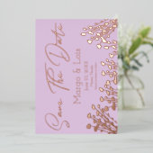 Ditsy Bloemige Save the Date Geperste  Folie Uitnodiging (Staand Voorkant)