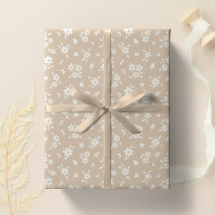 Ditsy bloemmotief gedempte neutrale zachte bleke l cadeaupapier