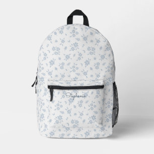 Ditsy Bloemrijke Boho Botanische Witte Blauwe Meis Bedrukte Rugzak