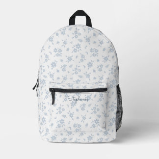 Ditsy Bloemrijke Boho Botanische Witte Blauwe Meis Bedrukte Rugzak
