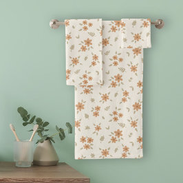 Ditsy Bloemrijke Cottagecore Boho Wilde Bloem Beig Bad Handdoek