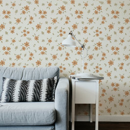 Ditsy Bloemrijke Cottagecore Boho Wilde Bloem Beig Behang