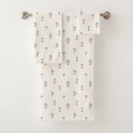 Ditsy bloemrijke cottagecore boho wilde bloem blau bad handdoek
