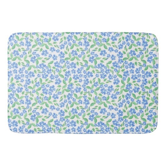 Ditsy Blue White Periwinkle Flowers Badmat (Voorkant)