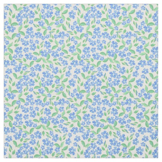 Ditsy Blue White Periwinkle Flowers Stof (Swatch)