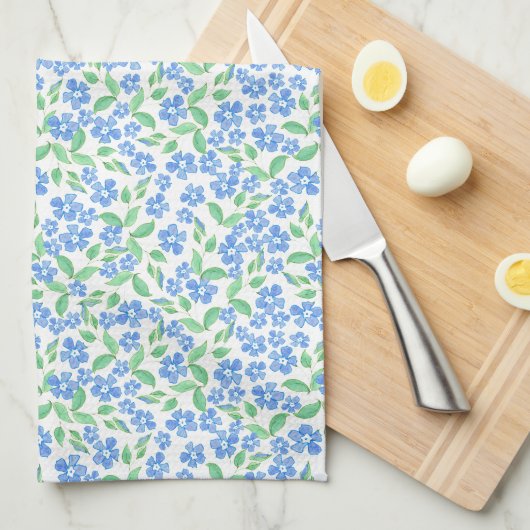  Ditsy Blue White Periwinkle Flowers Theedoek (Quarter Fold)