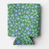 Ditsy Bright Blue Periwinkles op Green Floral Blikjeskoeler (Voorkant)