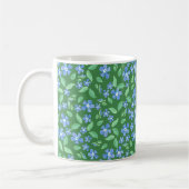 Ditsy Bright Blue Periwinkles op Green Floral Koffiemok (Links)