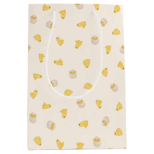 Ditsy Chicks (oude kant) - Schattige vogelpatroon Medium Cadeauzakje (Voorkant)