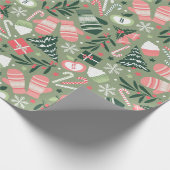 Ditsy Christmas, Sage Cadeaupapier (Hoek)