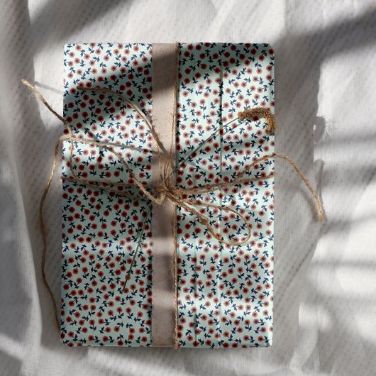 Ditsy Coral Daisies – Mini Floral Seamless Pattern Inpakpapier Vel