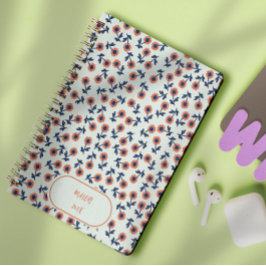 Ditsy Coral Daisies – Mini Floral Seamless Pattern Notitieboek