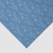 Ditsy Dainty Boho Floral Line Art Tekenen in blauw Tissuepapier (Detail)