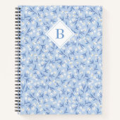 Ditsy Daisy Floral Monogram Periwinkle Blauw Notitieboek (Voorkant)