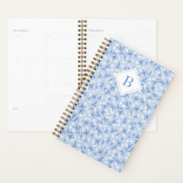 Ditsy Daisy Floral Monogram Periwinkle Blauw Planner