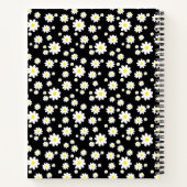 Ditsy Daisy Flower Pattern Aangepaste Naam Zwart Notitieboek (Achterkant)