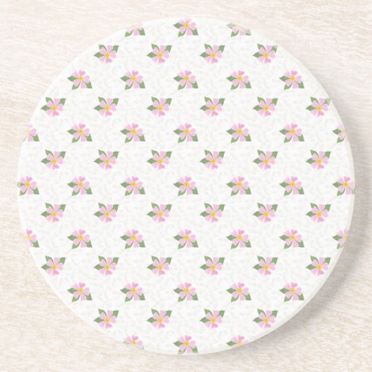 Ditsy Dog Roos Polka Style Sandstone Onderzetter (Voorkant)