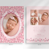 Ditsy Doodle Floral Bow Photo Birth Announcement Aankondiging