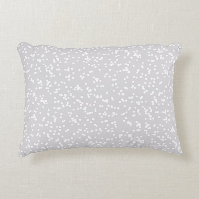 Ditsy Dots Pattern - White on Silver-Gray Accent Kussen (Voorkant)