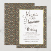 Ditsy Fall Leaves Greenery Pattern Wedding Kaart (Voorkant / Achterkant)