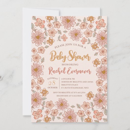 Ditsy Floral Boho Baby shower Kaart (Voorkant)