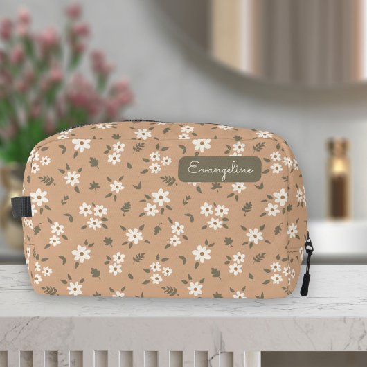 Ditsy Floral Boho Wildflower Neutral Girly Name Toilettasje
