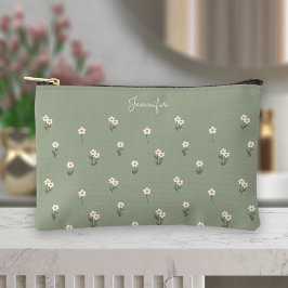 Ditsy Floral Boho Wildflower Sage Green Name Etui