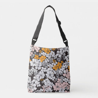 Ditsy Floral: kleurrijke donkere achtergrond. Crossbody Tas