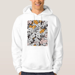 Ditsy Floral: kleurrijke donkere achtergrond. Hoodie
