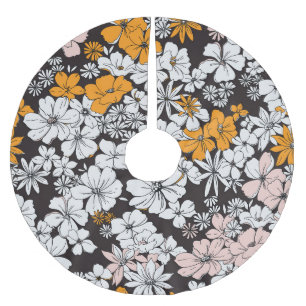 Ditsy Floral: kleurrijke donkere achtergrond. Kerstboom Rok