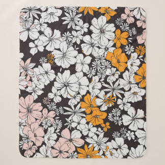 Ditsy Floral: kleurrijke donkere achtergrond. Sherpa Deken