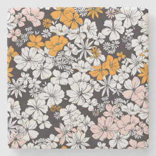 Ditsy Floral: kleurrijke donkere achtergrond. Stenen Onderzetter
