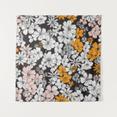 Ditsy Floral: kleurrijke donkere achtergrond. Wandkleed (Voorkant (horizontaal))