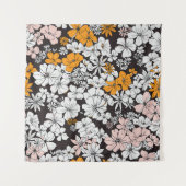 Ditsy Floral: kleurrijke donkere achtergrond. Wandkleed (Voorkant)