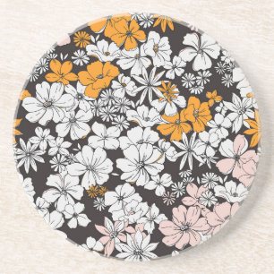 Ditsy Floral: kleurrijke donkere achtergrond. Zandsteen Onderzetter