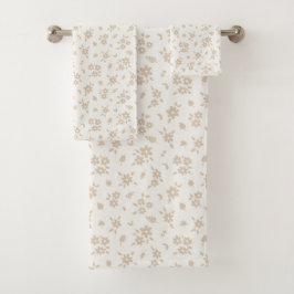 Ditsy Floral Muted Neutral Soft Pale Cream Beige Bad Handdoek