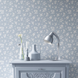 Ditsy Floral Pattern Coastal Cottagecore Pale Blue Behang