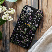 Ditsy Floral Pattern Zwart Violet iPhone Hoesje