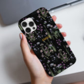 Ditsy Floral Pattern Zwart Violet iPhone Hoesje