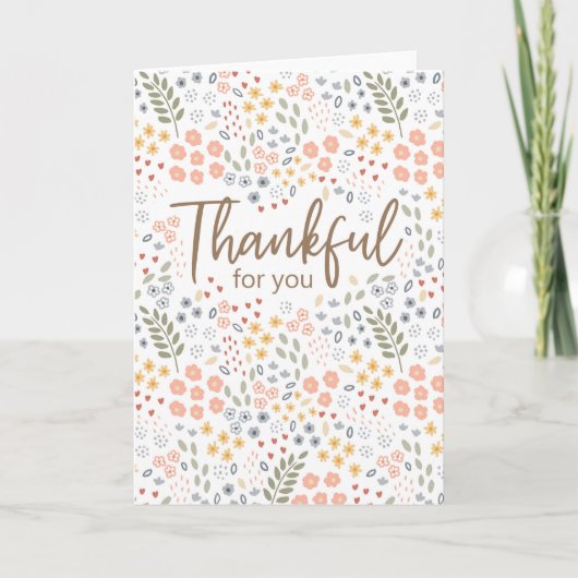 Ditsy Floral Thanksgiving Dankbare Groet Kaart (Voorkant)