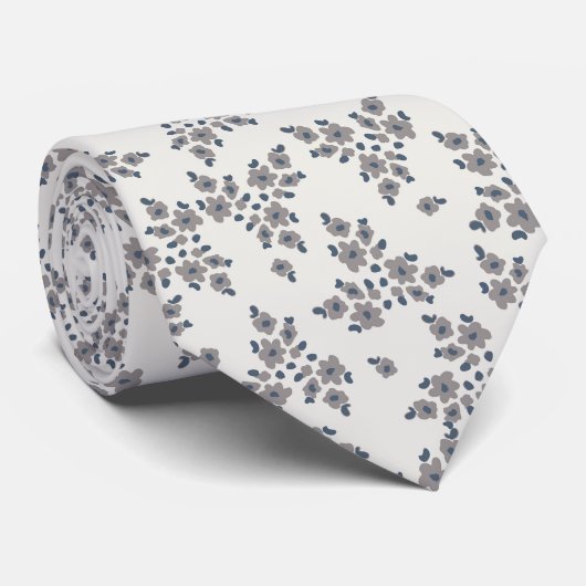 Ditsy Florals in Grey Stropdas (Opgerold)