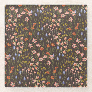 Ditsy Flowers: Mille-Fleur patroon Glazen Onderzetter