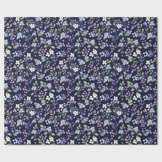 Ditsy fruit - Blauwe bessen Cadeaupapier (Vlak)