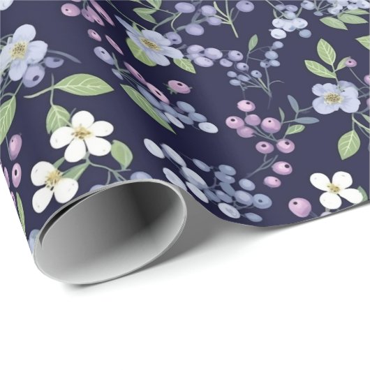 Ditsy fruit - Blauwe bessen Cadeaupapier (Rol Hoek)